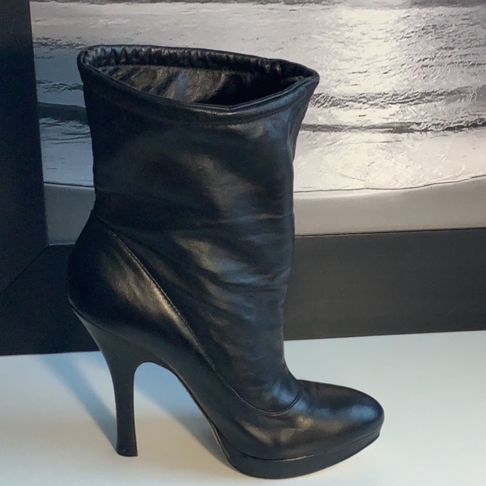 Boutique 9 Black Leather Platform Stiletto Convertible Shaft Ankle Boots Sz 9 M - Picture 4 of 12